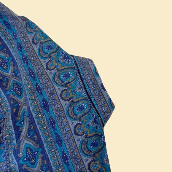 Abstract 90s mens XL shirt by FreeFall, vintage teal & purple short sleeve top - Picture 6 of 8